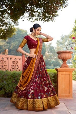 Women's Ethnic Printed Lehenga Choli Set with Tassel Dupatta | Festive & Function Wear | MeharJi World