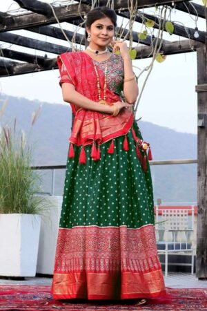Women's Traditional Bandhani Ghagra Choli with Dupatta | Navratri & Festive Wear