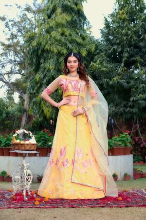 Women's Tussar Silk Patola Printed Lehenga Set with Dupatta & Can Can Flair | MeharJi World