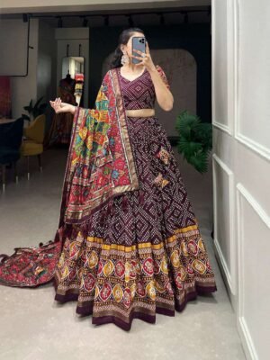 Women's Patola Print Lehenga Choli with Dupatta | Traditional Gujarati Style | Festive Wear