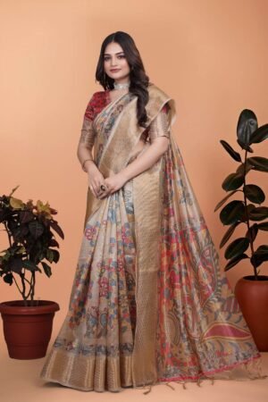 Beige & Multicolor Patola Print Soft Silk Saree with Rich Pallu | Traditional Festive & Wedding Wear